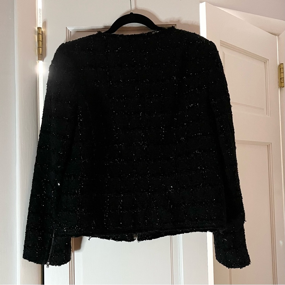 J. Crew Collection Black Sequin Blazer with Zipper Details - Picture 4 of 6